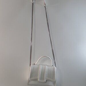 ZARA Mini White Handled Crossbody Bag Purse 20" Drop w/Chain & Faux Leather